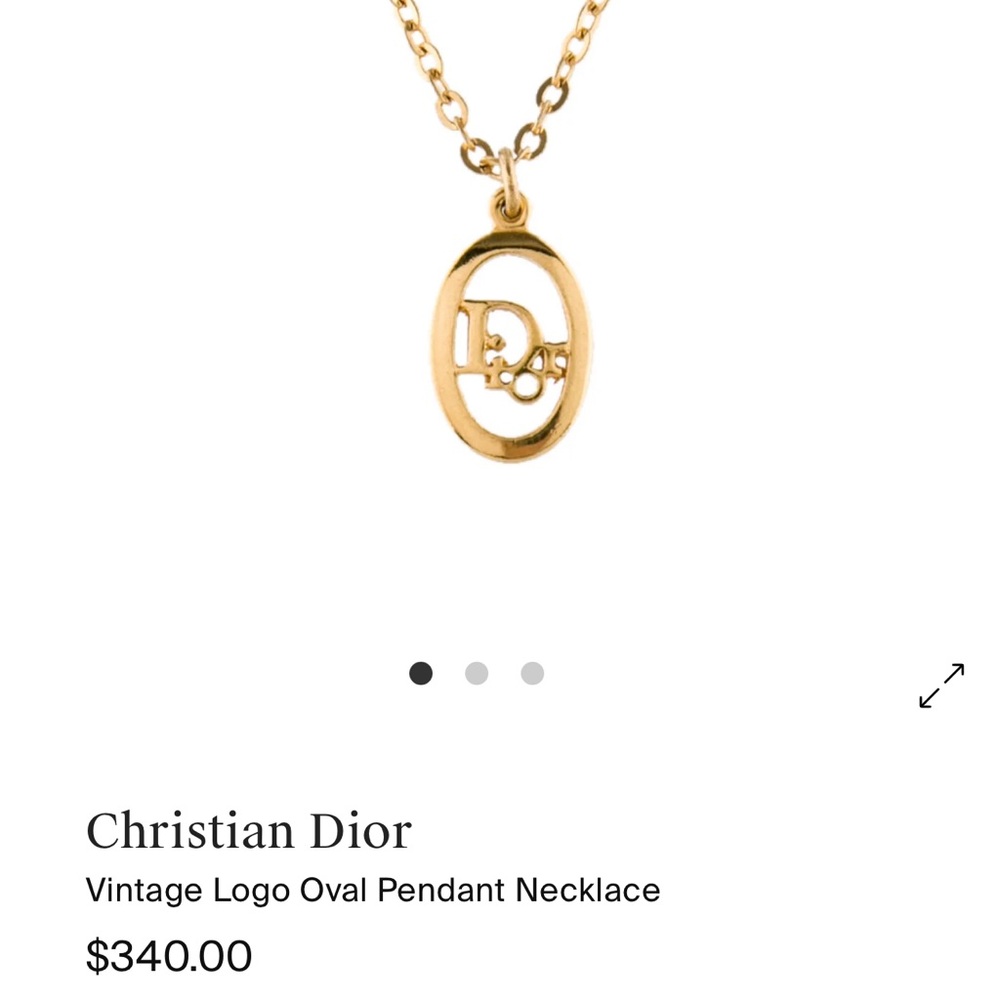 Christian Dior Vintage Logo Oval Pendant Necklace - Picture 6 of 11
